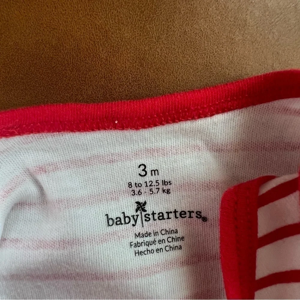 Baby Starters Baby Girl 3M Infant Red Stripe 4th of July Romper Bodysuit